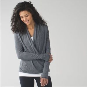 LULULEMON Tonka Stripe Black Heathered Medium Grey Radiant Wrap Long Sleeve Top